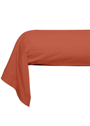 Taie d'oreiller unie percale de coton Terracotta