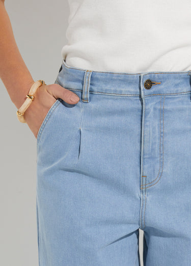 Jean couleur taille haute stretch Bleu
