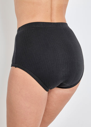 Culotte taille haute maille interlock côtelée - lot de 3 Noir Lot3