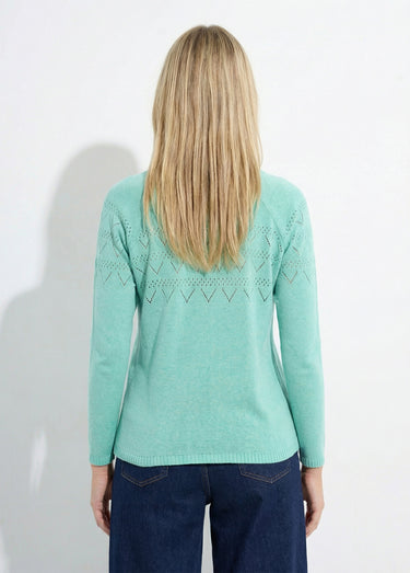 Pull fin ajouré manches longues raglan Vert