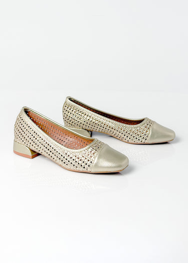 Ballerines métallisées, aspect tressé Dore