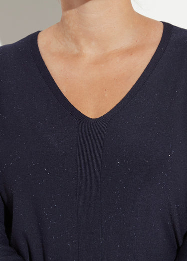 Pull maille fine jauge avec mini sequins Marine