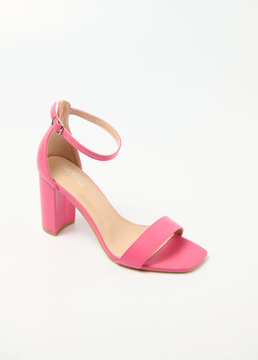 Sandales talon haut bout carré à brides Fuchsia