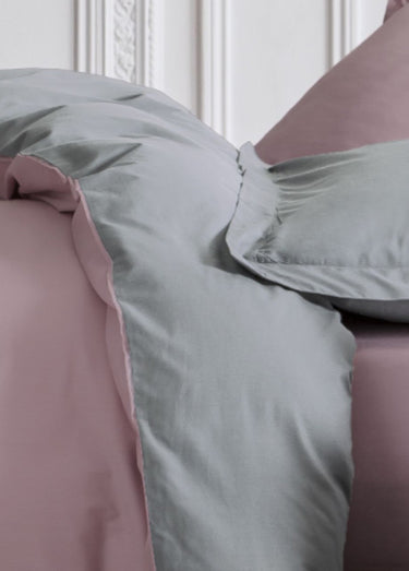 Parure percale de coton, 240 x 220cm Gris/Rose