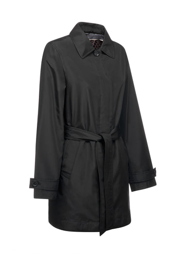 Trench déperlant avec ceinture à nouer Noir