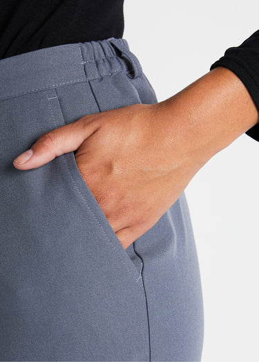 Pantalon droit taille semi-élastiquée tissu infroissable Gris