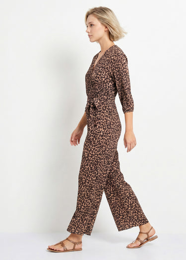 Combinaison plissée imprimé léopard Imprime Leopard