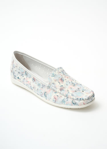 Mocassins souples largeur confort cuir Imprime