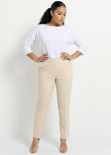 Pantalon droit taille semi-élastiquée Sable