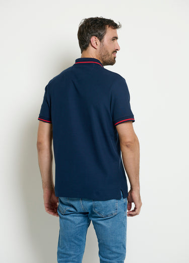 Polo manches courtes détails contrastants Marine