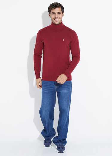 Pull col montant toucher cachemire Bordeaux