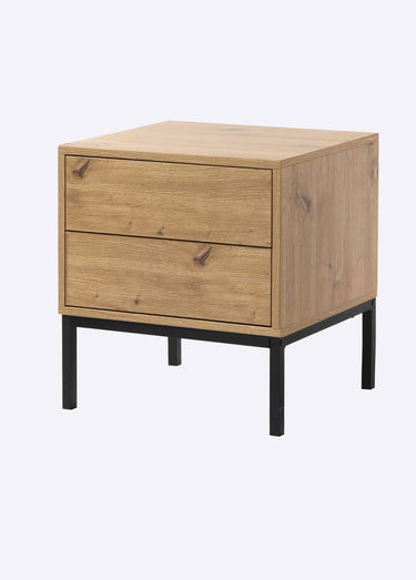 LENNY Table de chevet tiroirs push/pull Chêne
