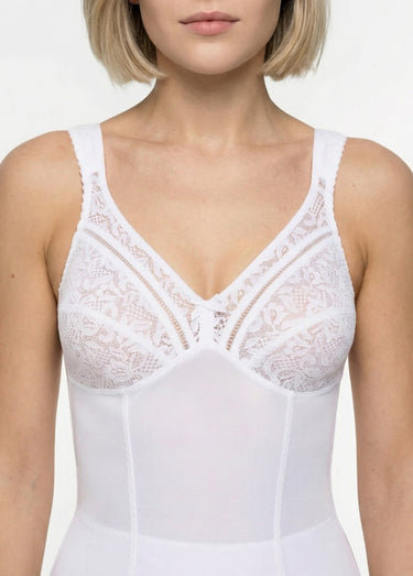 Body gainant sans armatures dentelle ajourée Blanc