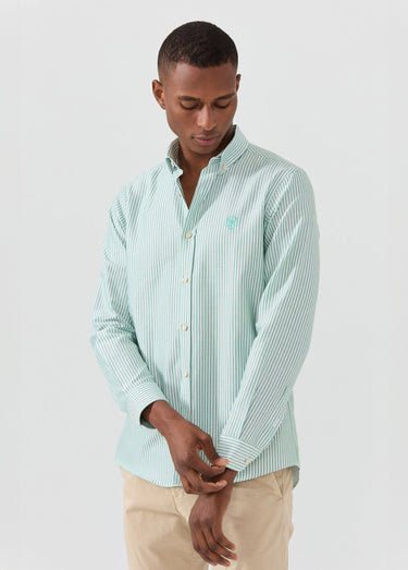 Chemise rayée manches longues col boutonné Vert Raye