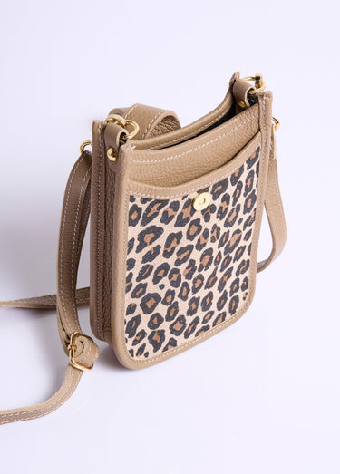 Sac téléphone en cuir Leopard