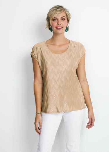Top court plissé satiné Beige