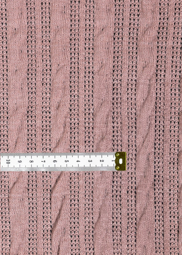 Coupon tissu jersey gaufré, torsades Nude