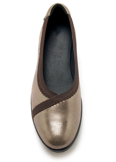Ballerines compensées en cuir métallisé Mordore