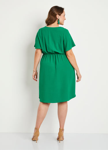 Robe courte évasée unie Vert