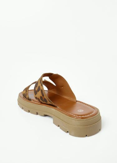 Sandales semelle compensée avec boucles Leopard