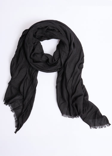 Foulard type chèche avec petites franges Noir