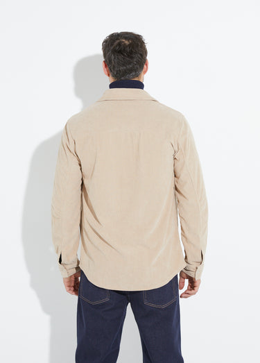 Surchemise en velours à grosses cotes Beige