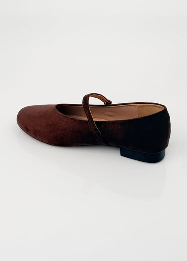 Ballerines babies plates façon cuir suédé Marron