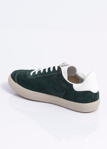 Baskets unies compensées cuir à lacets Vert