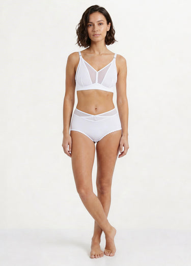 Soutien-gorge sans armatures tulle et microfibre Blanc