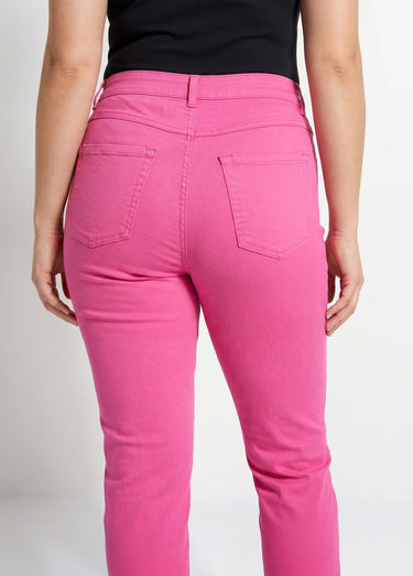 Pantalon droit 5 poches coton stretch Rose Magenta