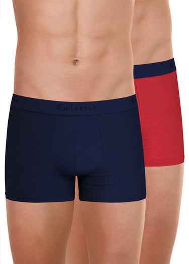 Boxers assortis, rayé et uni Marine/Rouge