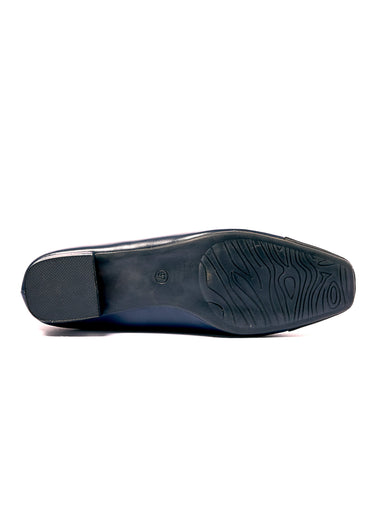 Ballerines chic bi matière petit talon Marine