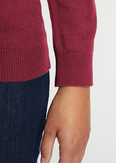 Pull col V strassé manches longues Bordeaux