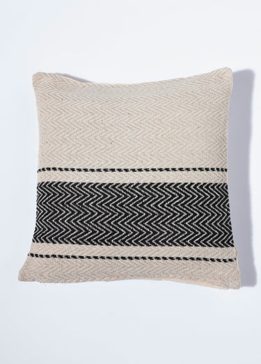 Housse de coussin tissée 40x40cm, chevrons Écru / Noir