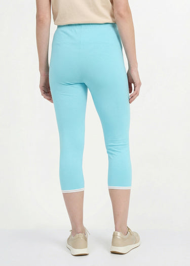 Legging court galon ajouré coton stretch Turquoise