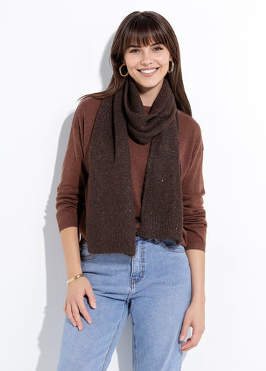 Echarpe chaud maille brillante à sequins Marron