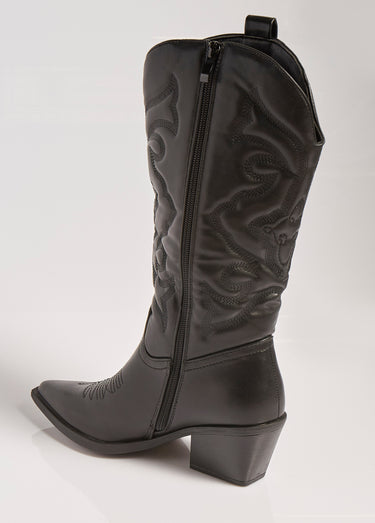 Bottes avec surpiqûres façon santiags Noir