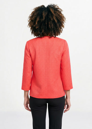 Veste ras de cou manches 3/4 Corail