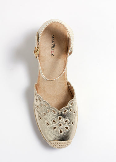 Espadrilles compensées détails ajourés Dore