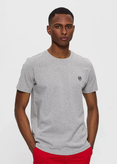 T-shirt col rond essentiel, logo poitrine Gris