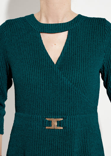 Robe cache-coeur courte maille côtelée Vert