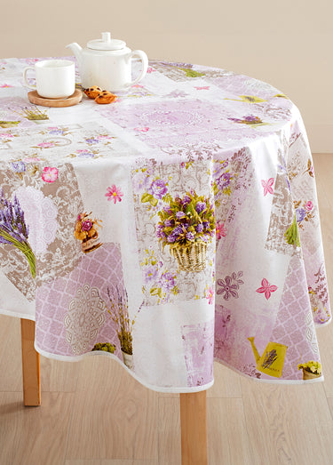 Nappe toile cirée imprimé fleuri Rose