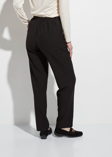 Pantalon droit lien à la taille 3/4 élastiquée Noir