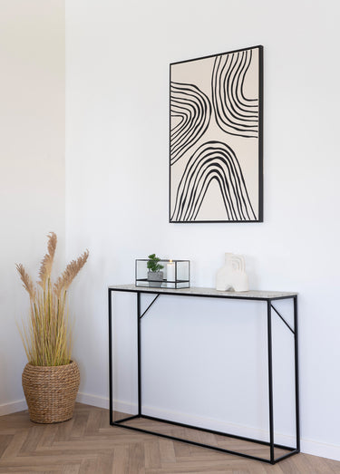 Console épurée, dessus façon pierre Noir/Gris