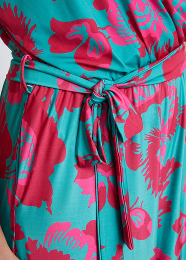 Combinaison jupe-culotte maille extensible Vert/Rose