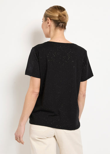 T-shirt maille pailletée manches courtes Noir