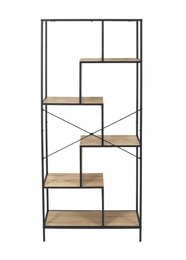 Etagère zigzag 6 niveaux en métal foncé Bois / Noir