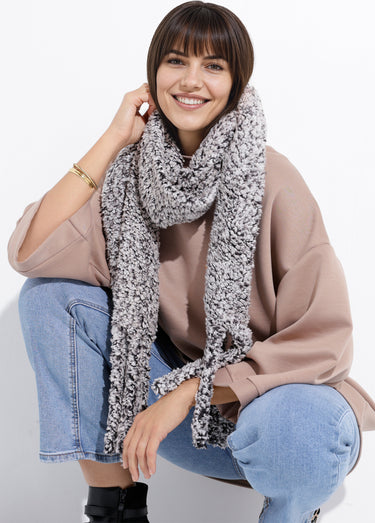 Echarpe chaude en polaire façon sherpa Gris Fonce