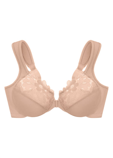 Soutien-gorge WonderWire en Coton à Armatures et Fermeture Frontale, Spécial Grandes Tailles n°1241 Chair