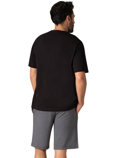 Pyjama short col V homme Noir Imprime